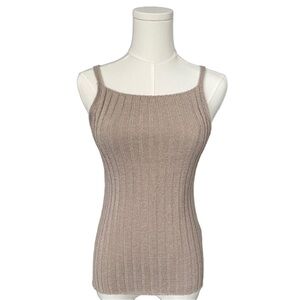 Zara Ribbed Taupe Slim-Strap Tank Size S